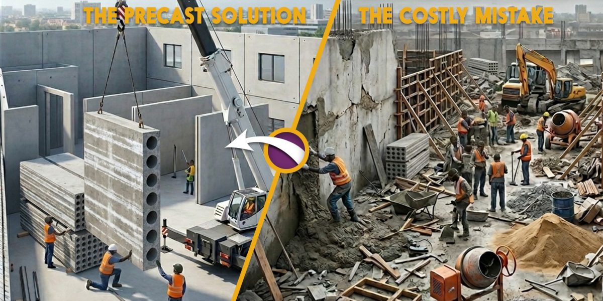 Clean and Disorganized Construction Site by Precast Concrete Products - Kingdom Precast Solutions II